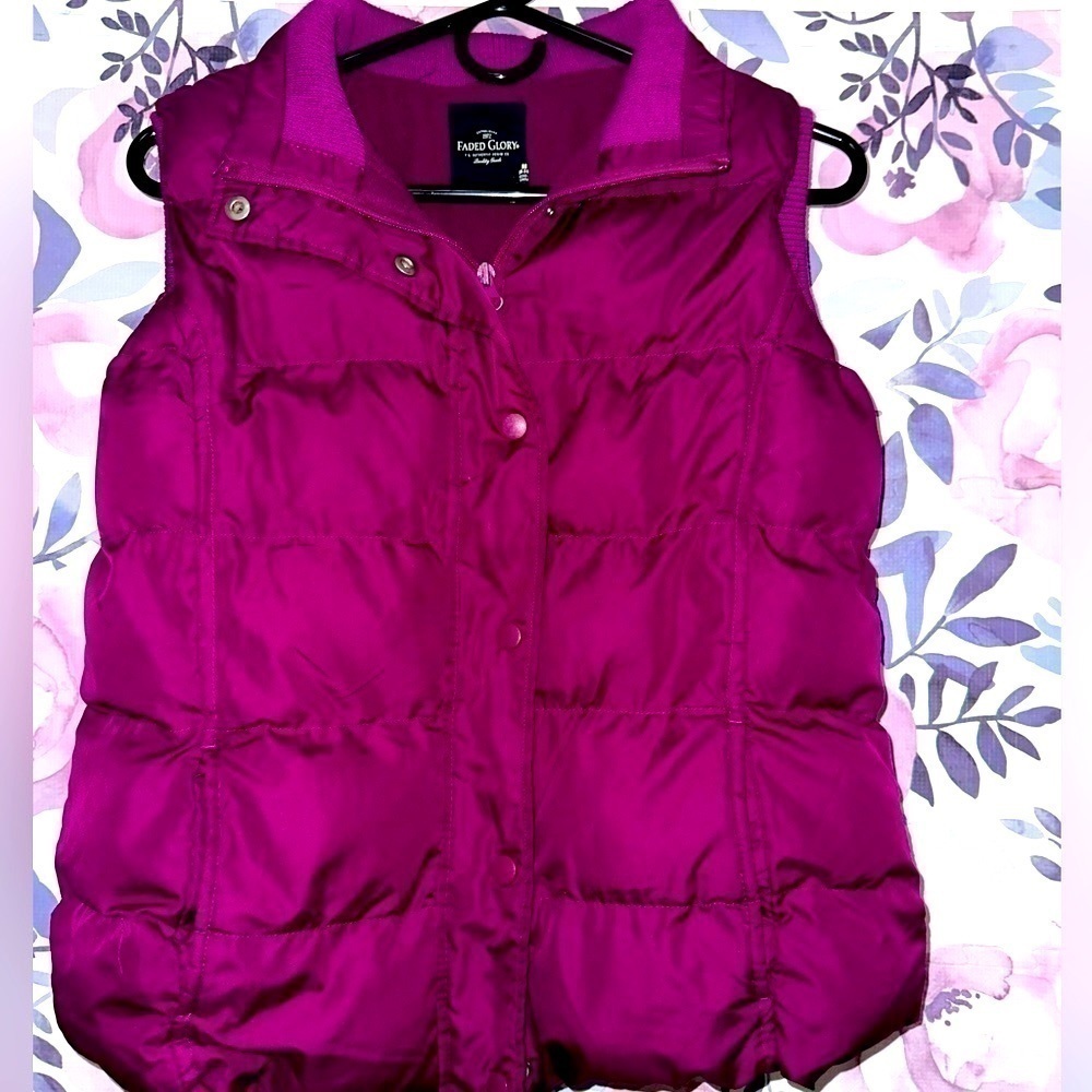 Faded Glory Puffer Vest Quilted Magenta Size M - Picture 6 of 9